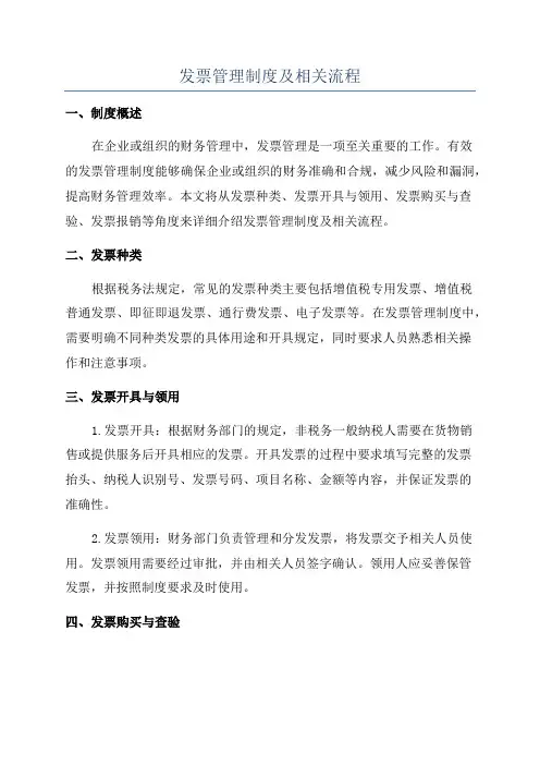 发票管理制度及相关流程