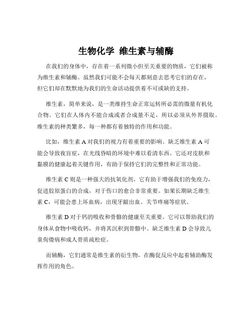 生物化学  维生素与辅酶