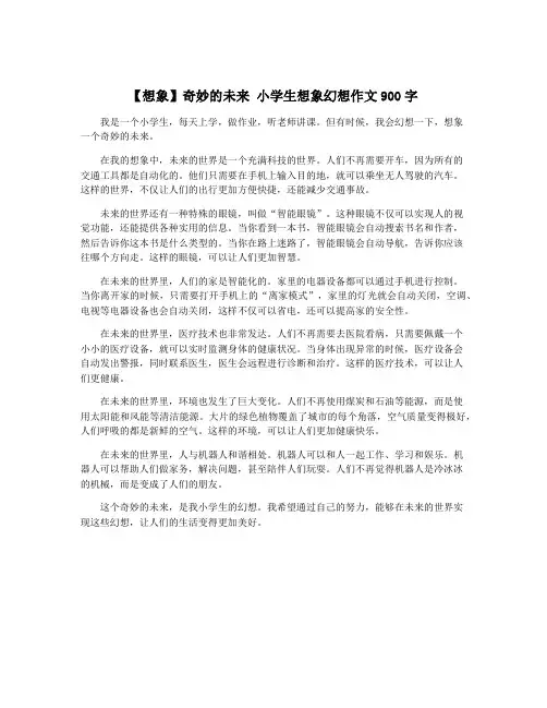 【想象】奇妙的未来 小学生想象幻想作文900字