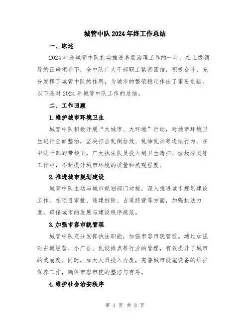 城管中队2024年终工作总结