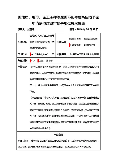XXX事项信息采集表