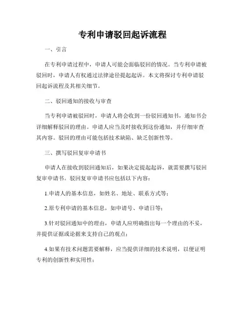 专利申请驳回起诉流程