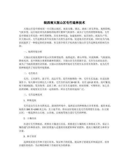 皖西南大别山区毛竹造林技术