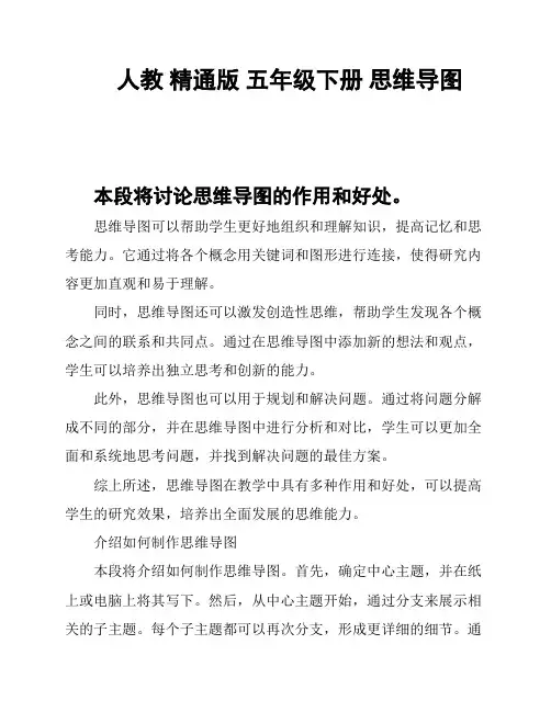 人教 精通版 五年级下册 思维导图