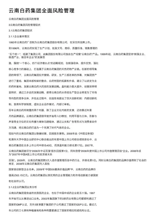 云南白药集团全面风险管理