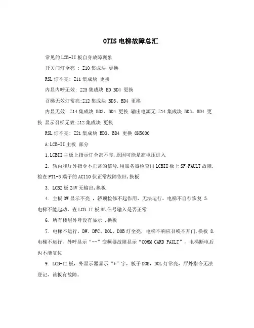 OTIS电梯故障总汇