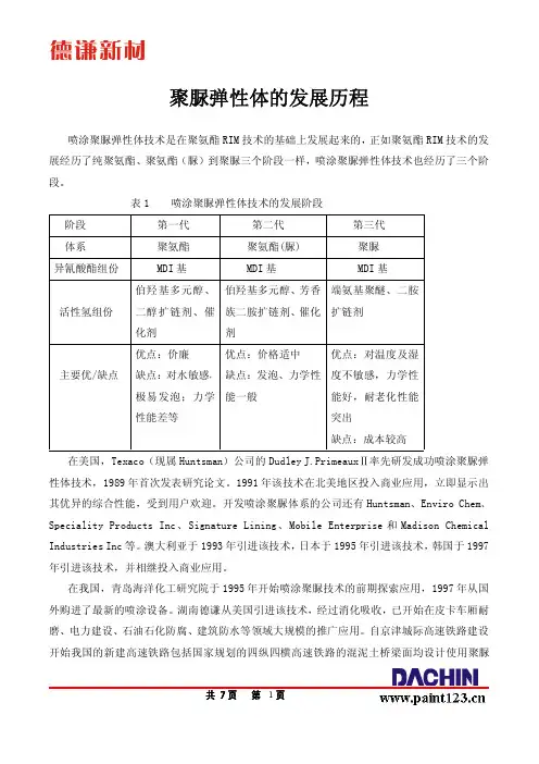 聚脲弹性体的发展历程