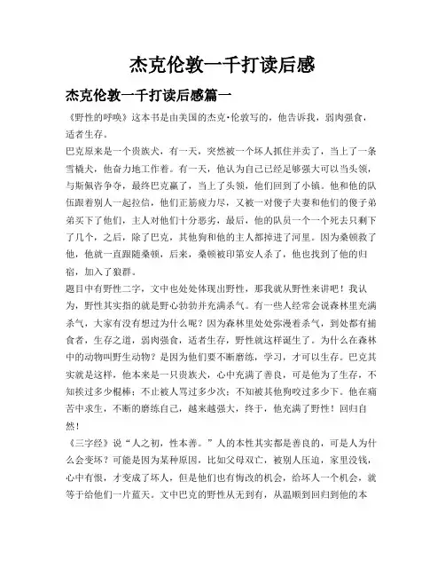 杰克伦敦一千打读后感