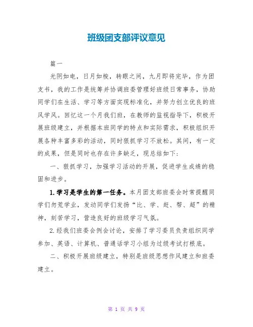 班级团支部评议意见