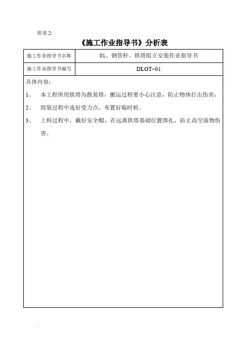 施工作业指导书差异化分析表