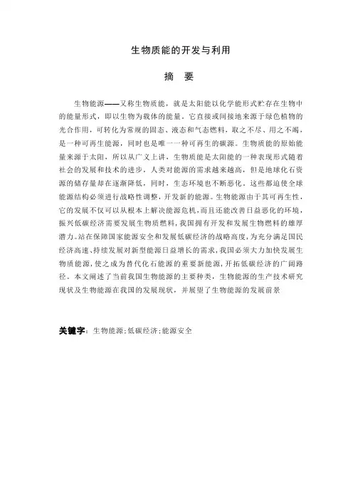 生物质能开发与利用