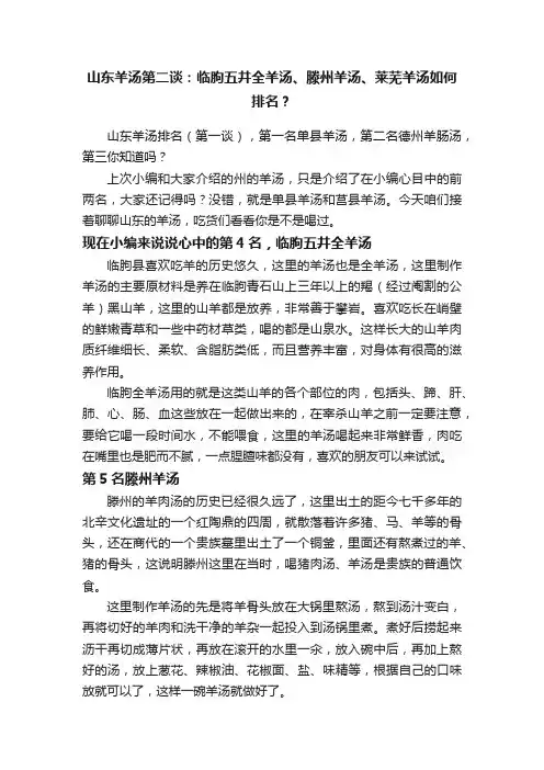 山东羊汤第二谈：临朐五井全羊汤、滕州羊汤、莱芜羊汤如何排名？