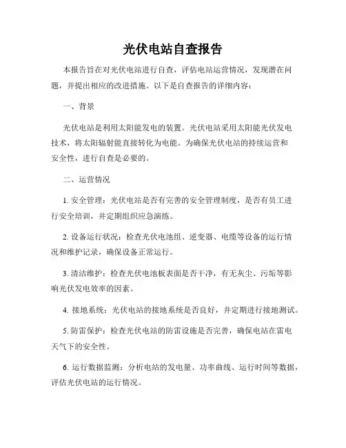 光伏电站自查报告