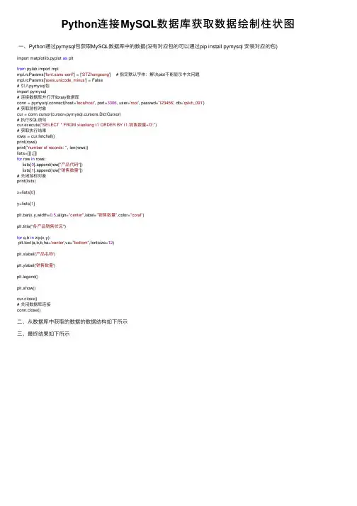 Python连接MySQL数据库获取数据绘制柱状图