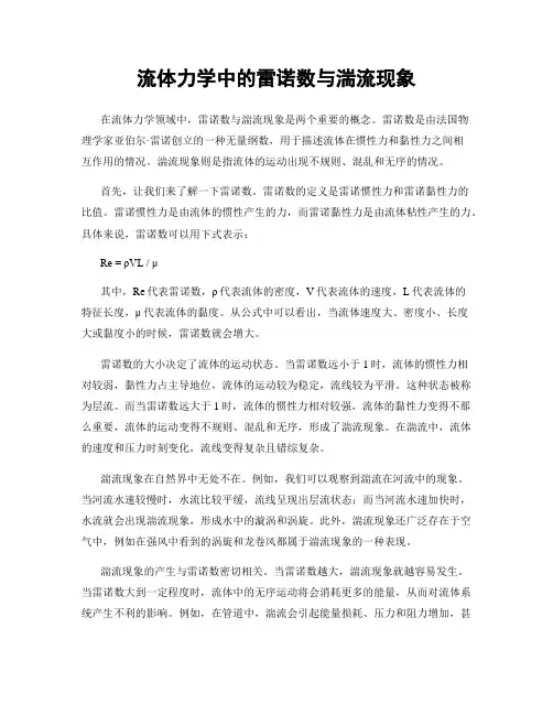 流体力学中的雷诺数与湍流现象