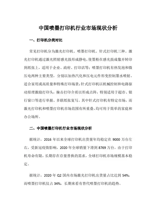中国喷墨打印机行业市场现状分析