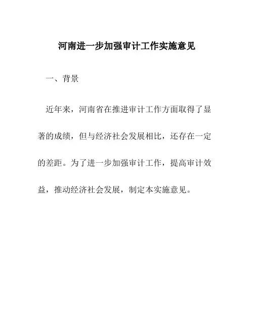 河南进一步加强审计工作实施意见