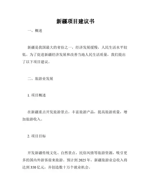 新疆项目建议书