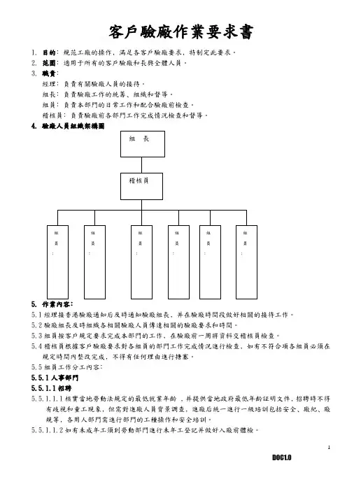 客户验厂作业要求书