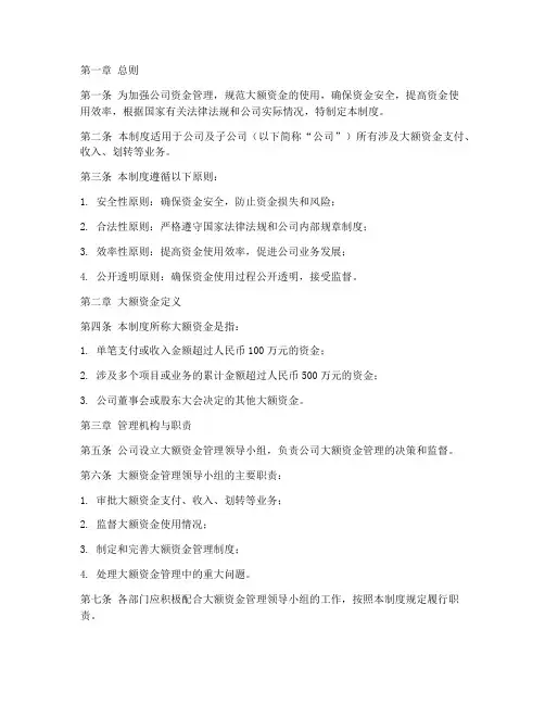公司大额资金管理制度