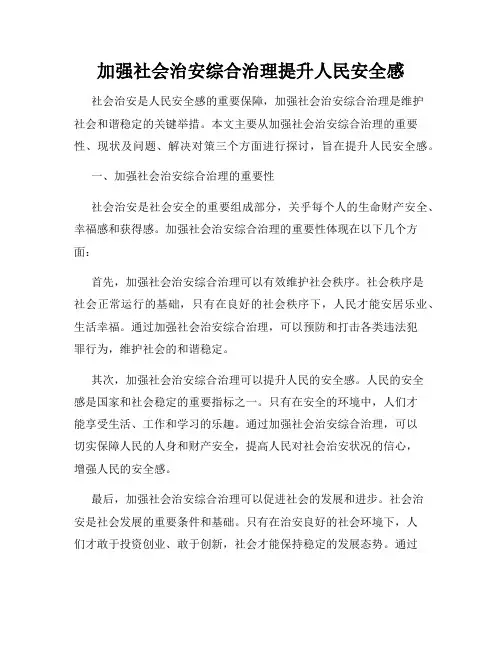 加强社会治安综合治理提升人民安全感