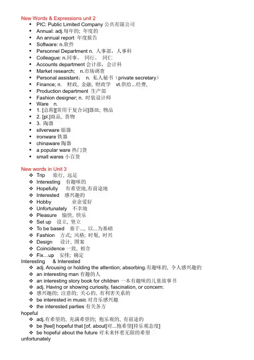 初级商务英语1-12单元单词(从课件中抽取)