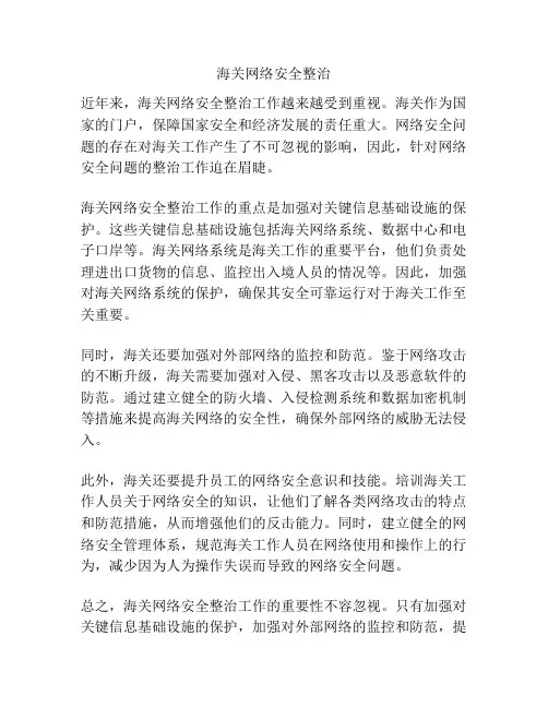海关网络安全整治