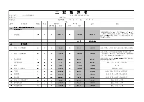 装修公司标准预算表(详表)
