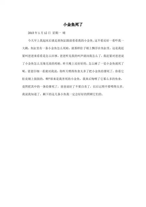 小金鱼死了_小学一年级作文250字