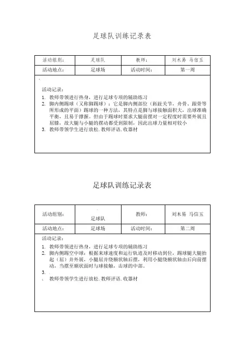 足球队训练记录表(足球队)