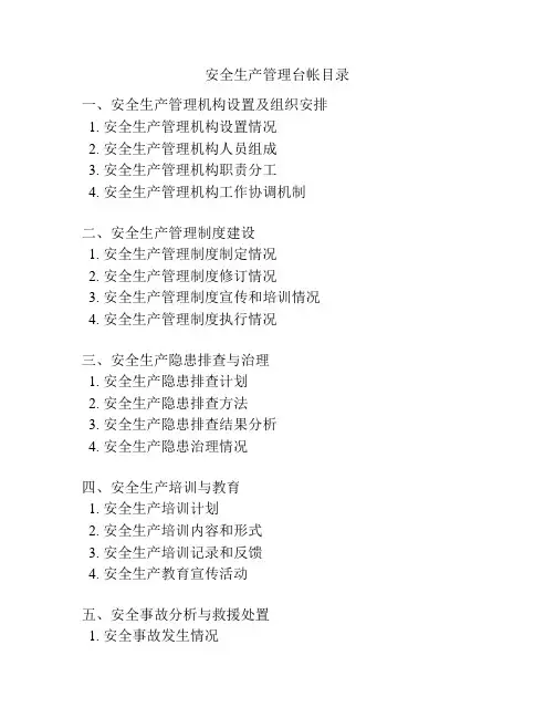 安全生产管理台帐目录