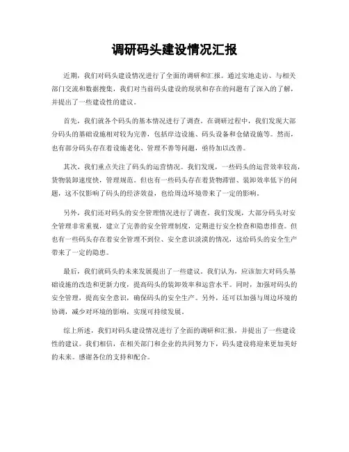 调研码头建设情况汇报