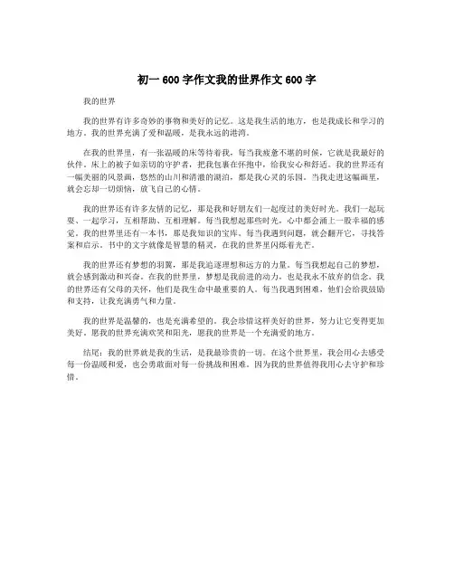 初一600字作文我的世界作文600字
