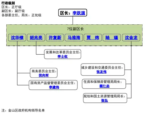 金山区 市政府关系组织架构