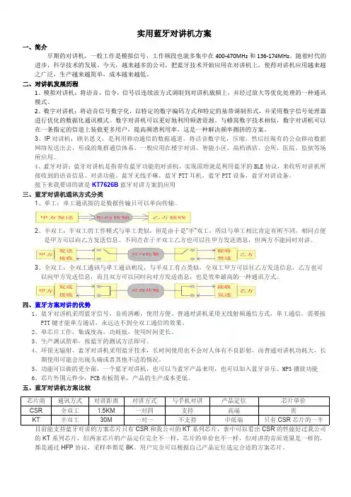 实用蓝牙对讲机方案