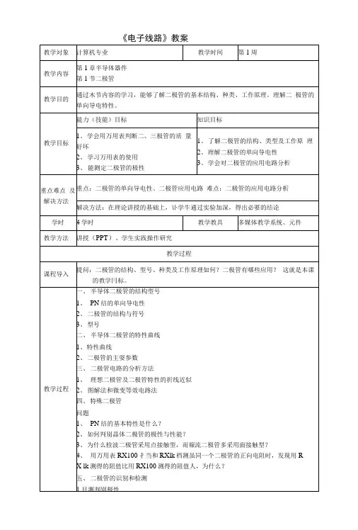 《电子线路》教案(中职教育).docx