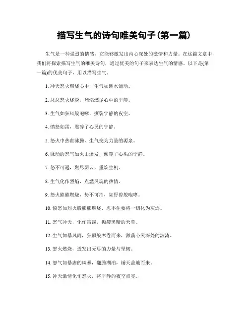 描写生气的诗句唯美句子(精选合集两篇)