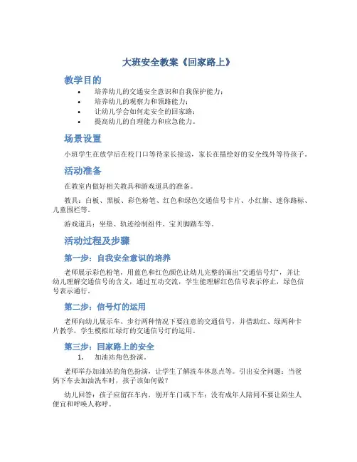 大班安全教案《回家路上》