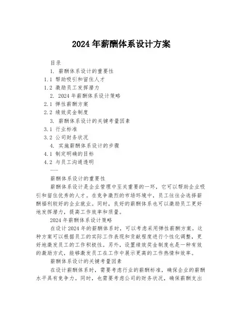 2024年薪酬体系设计方案