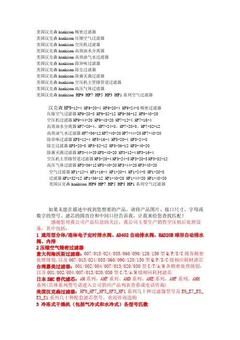 美国汉克森hankison精密过滤器