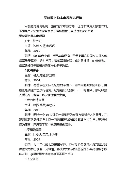 军旅题材励志电视剧排行榜
