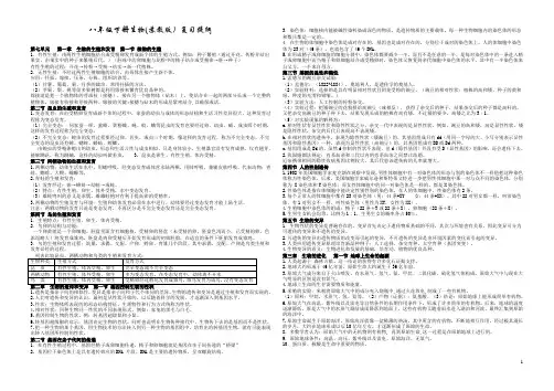八年级下册生物(苏教版)复习提纲