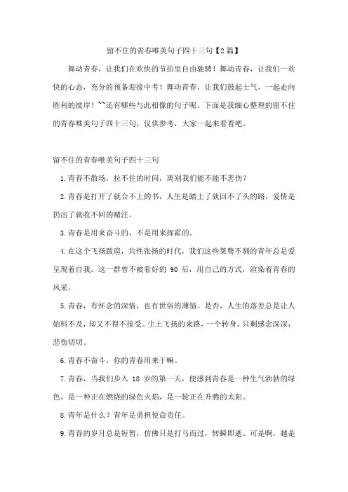 留不住的青春唯美句子四十三句【2篇】