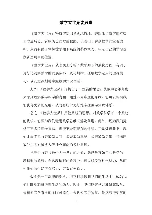 数学大世界读后感