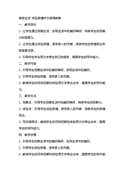 感受生活体验亲情作文指导教案