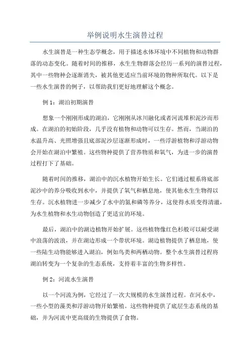 举例说明水生演替过程