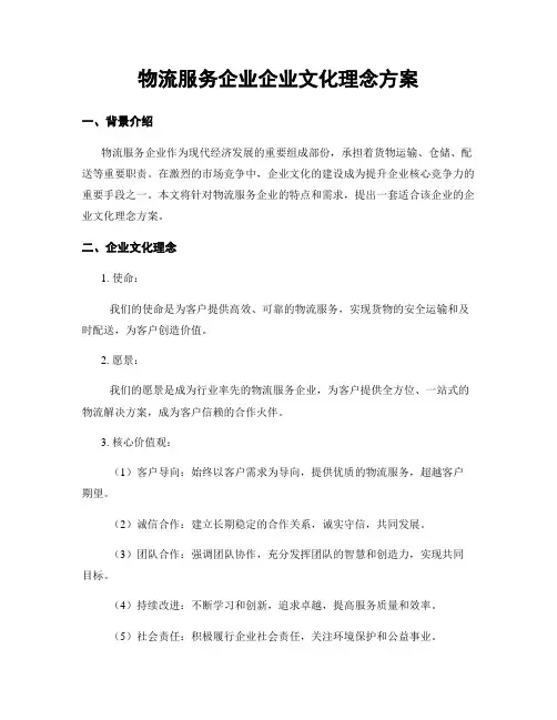 物流服务企业企业文化理念方案