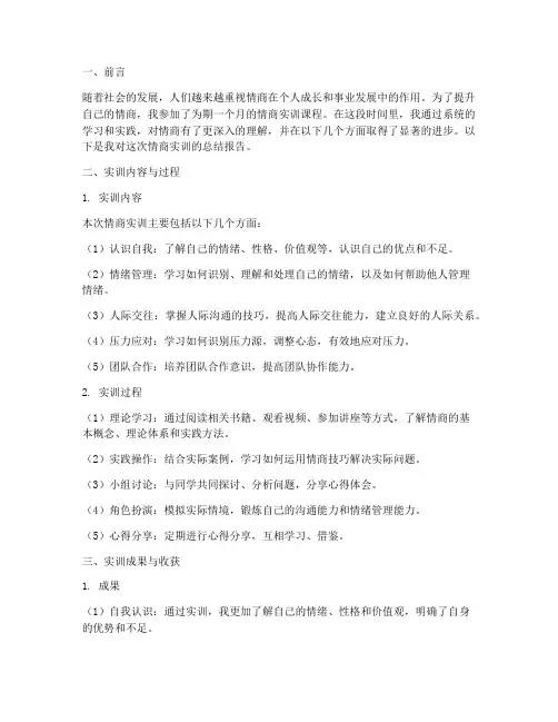 情商实训总结报告