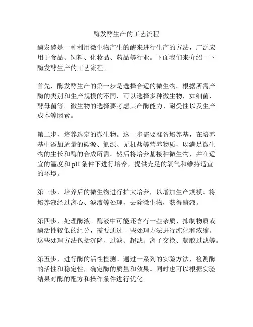 酶发酵生产的工艺流程