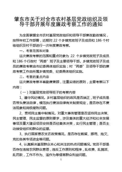 关于对乡镇党政班子及领导干部廉政考察方案